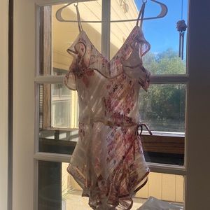 NWT Intimately By Free People XS Floral Ivory teddy. Retail $88